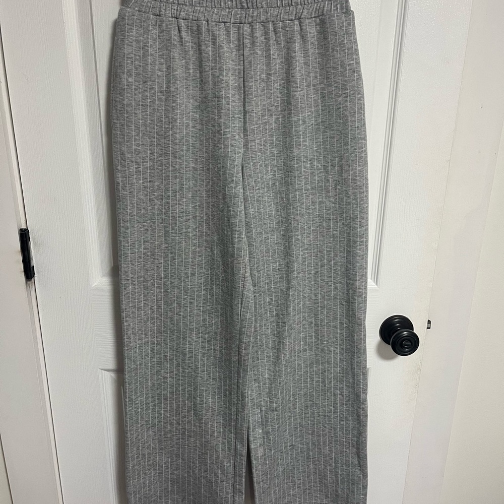 Gray & white pin striped matching set